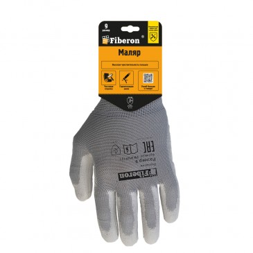 Перчатки "МАЛЯР: точные работы", полиэстер, полиуретановое покрытие,9(L), серые, 120/12